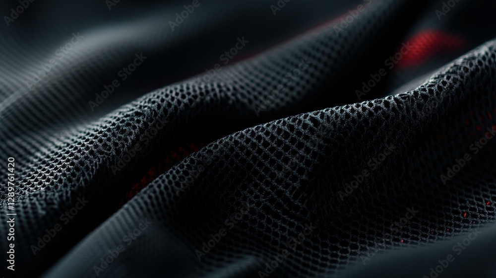 Poster dark mesh fabric with textured surface and soft folds showing