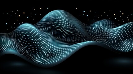 Glowing Abstract Blue Illuminated Waves Against a Black Background