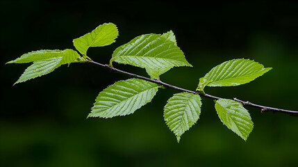 Vibrant Green Leaves on a Branch