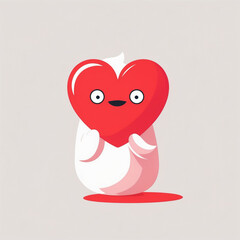 Fototapeta premium Cartoon creature in the form of a red heart