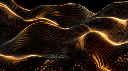 Golden wavy lines on a black background
