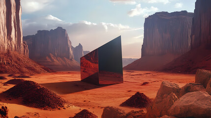 Mysterious black cube in the desert