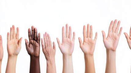 Diverse Hands Raised: Unity & Equality Together