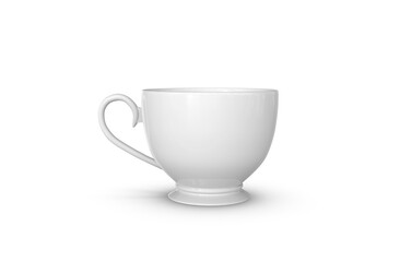 Blank White Ceramic Tea Cup ideal for Mockup Presentation | Transparent Background | 4k Resolution | Highly Detailed | Realistic Shadow