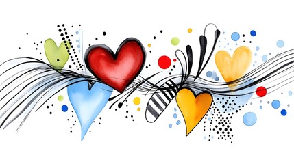 Colorful heart patterns abstract art digital illustration creative environment artistic viewpoint