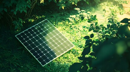 panel solar en una zona verde en un da soleado