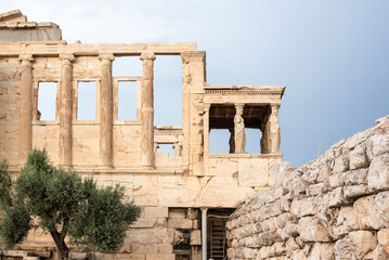 The Erechtheion and Porch of the Caryatids is an ancient Greek Ionic temple in Acropolis, Athens,...