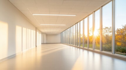 Fototapeta premium Empty Office Hallway with Natural Light