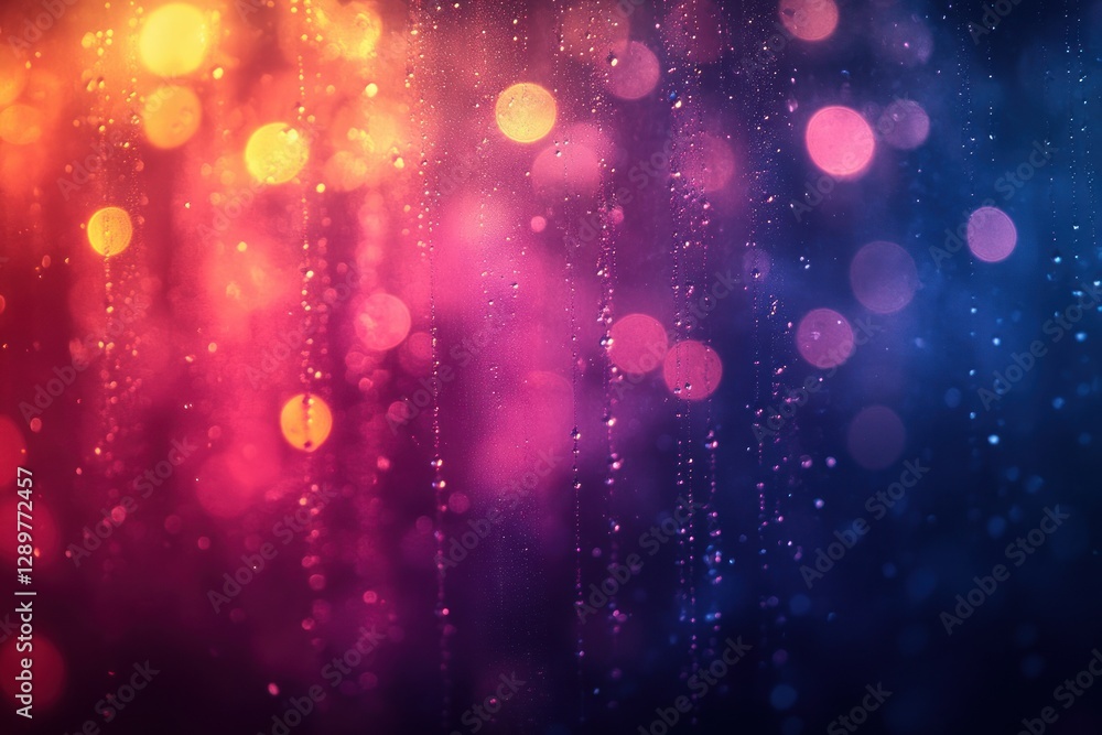 Poster colorful light reflections abstract composition with bokeh effects on dark background