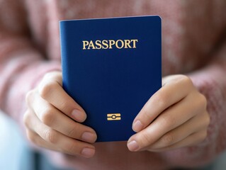 Person Holding a Blue Passport