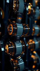 Fototapeta premium Abstract 3D Render Dark Blue Gold Gear