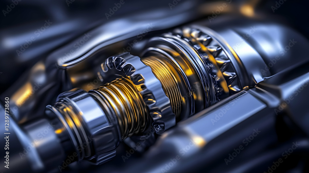 Poster 3d render gears machine abstract background