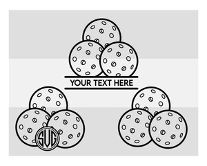 Pickleball Ball SVG Outline Bundle, Pickle Ball Monogram, Pickle ball Svg, Sports Svg, ball Outline Svg, Pickleball Png, Pickleball Paddle Clipart, Pickleball ball Monogram Svg, 