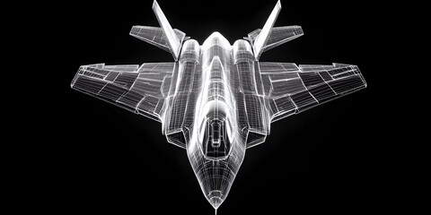 3D Wireframe Fighter Jet Illustration