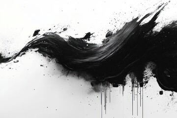 Abstract Black White Glitch Art with Dynamic Brush Strokes and Grunge Texture