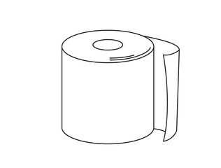 シンプルなトイレットペーパーの線画のイラスト