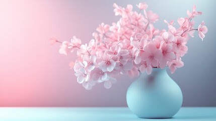Serene Pink Blossom: Vase Still Life, Soft Light, Gentle Mood