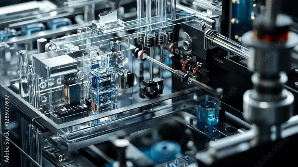 Aufkleber a closeup shows the intricate internal components of a portable lab unit revealing sophisticated ele