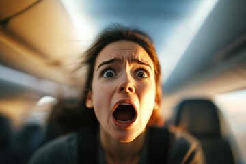 Woman Screaming in Fear on a Fast Ride