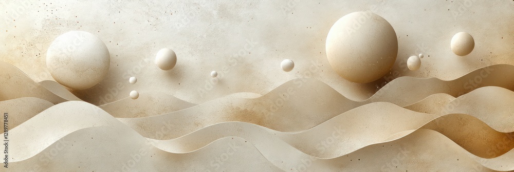 Aufkleber modern abstract pattern with interlocking circles and dots in neutral beige and white tones