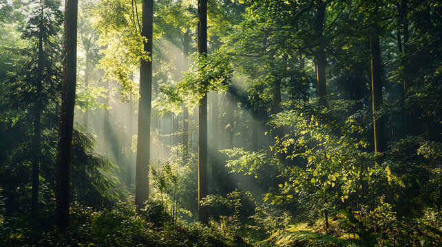 sun rays in the forest