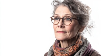 Fototapeta premium Pensive mature woman looking away in contemplation.
