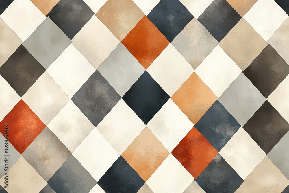 Poster textured diamond tile pattern in earthy tones on a wall showcasing bold geometric design and unique 