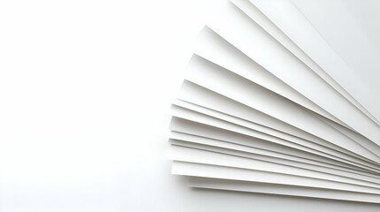 White Paper Sheets Stacked in a Fan Shape on White Background