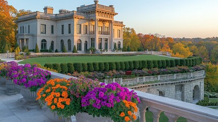 Autumnal Estate with Colorful Gardens