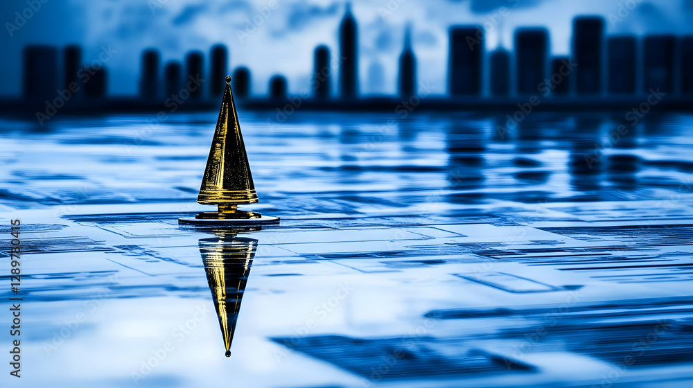 Poster golden spire reflection abstract background image