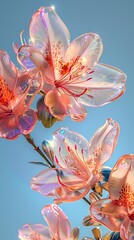 Digital technology blue sky glitter glass azalea poster background poster background
