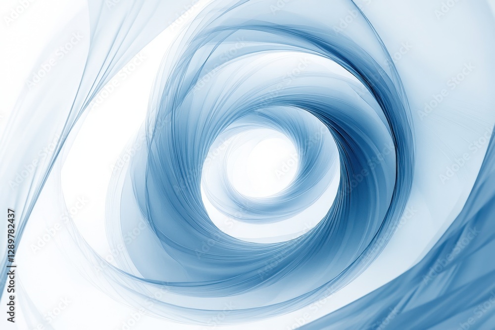 Poster swirling blue patterns create a mesmerizing vortex effect in a serene abstract design with soft grad