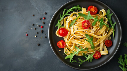 Delicious pasta salad with argular and tomato