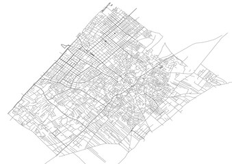 vector map of highways in gaza with black and white color