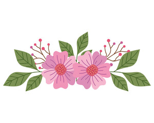 Bouquet of Pink Flowers And Branch Leaf Decorative