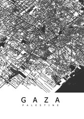 Fototapeta premium vector postermap of buildings and highways detail in gaza