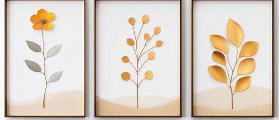 botanical art prints with floral and leaf designs