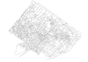 vector map of highways in north gaza with black and white color
