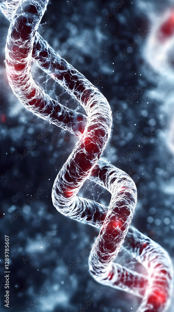 Poster 3d render of dna helix structure