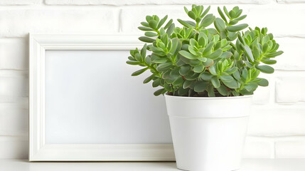White Frame and Succulent Plant Still Life Photo