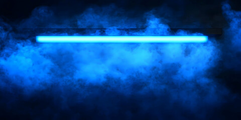 Blue Neon Light Smoke Abstract Background