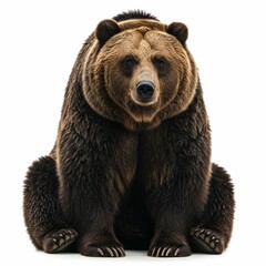 Fototapeta premium Brown Bear, 8 years old, sitting in front of white background.