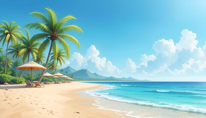 Obraz premium Sea Beach Palm Plant Background Image Texture Banner