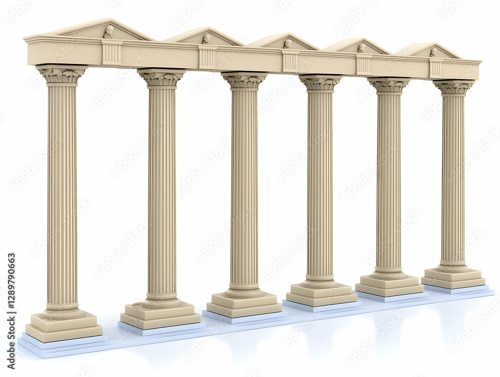 Poster five classical columns 3d render