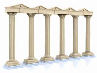 Five Classical Columns 3D Render