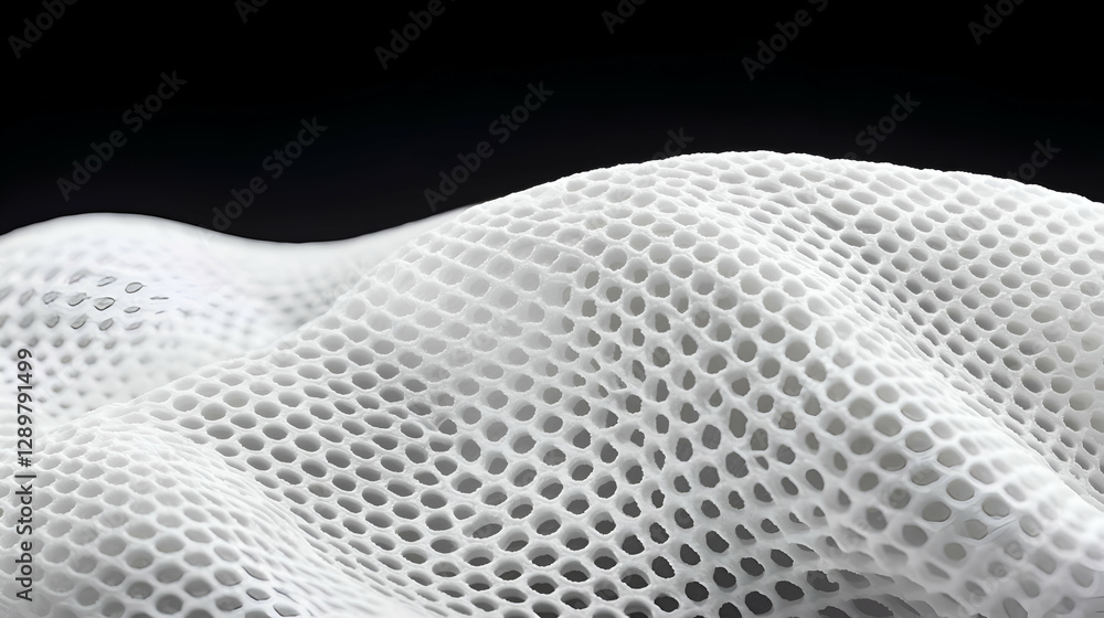 Aufkleber white mesh fabric texture with wave pattern on black background