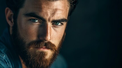 Obraz premium Intense Gazed Caucasian Man with Red Beard & Freckles