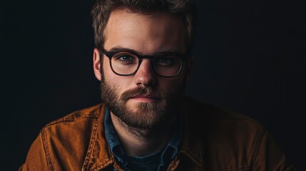 Fototapeta premium Serious Caucasian Man with Glasses, Portrait