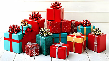 Obraz premium Holiday Gift Pile Illustration