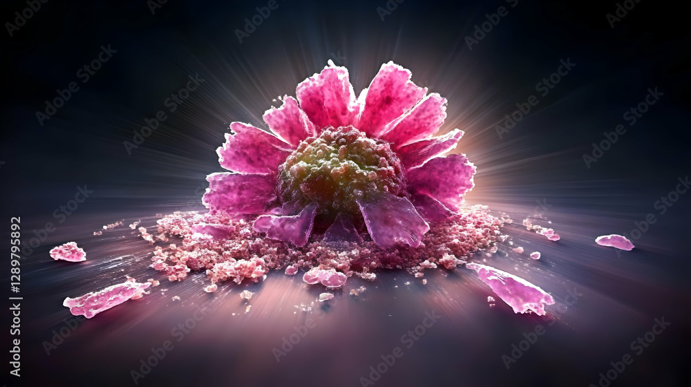 Poster 3d render of cellular disintegration